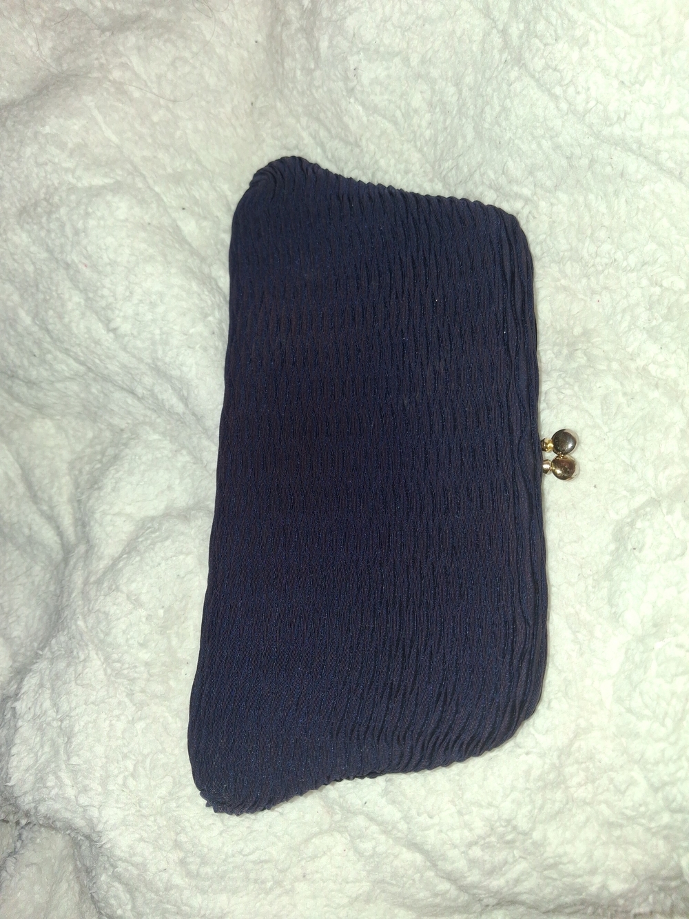 Navy Textured Kiss-Lock Clutch Wristlet